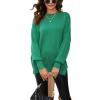 imageCHARTOU Womens Loose Fit Crew Neck Side Split HiLow Oversized Knit Pullover Sweater TopsGreen
