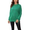 imageCHARTOU Womens Loose Fit Crew Neck Side Split HiLow Oversized Knit Pullover Sweater TopsGreen