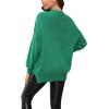 imageCHARTOU Womens Loose Fit Crew Neck Side Split HiLow Oversized Knit Pullover Sweater TopsGreen