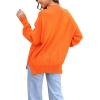 imageCHARTOU Womens Loose Fit Crew Neck Side Split HiLow Oversized Knit Pullover Sweater TopsOrange