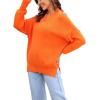 imageCHARTOU Womens Loose Fit Crew Neck Side Split HiLow Oversized Knit Pullover Sweater TopsOrange