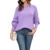 imageCHARTOU Womens Loose Fit Crew Neck Side Split HiLow Oversized Knit Pullover Sweater TopsPurple