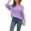 imageCHARTOU Womens Loose Fit Crew Neck Side Split HiLow Oversized Knit Pullover Sweater TopsPurple
