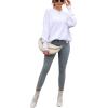 imageCHARTOU Womens Loose Fit Crew Neck Side Split HiLow Oversized Knit Pullover Sweater TopsWhite
