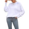 imageCHARTOU Womens Loose Fit Crew Neck Side Split HiLow Oversized Knit Pullover Sweater TopsWhite