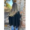 imageCHARTOU Womens Oversized Hooded Cape Jacket Short Sleeve Cardigan Coat One Piece Poncho Top with PocketsBlack