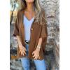 imageCHARTOU Womens Oversized Hooded Cape Jacket Short Sleeve Cardigan Coat One Piece Poncho Top with PocketsBrown