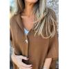 imageCHARTOU Womens Oversized Hooded Cape Jacket Short Sleeve Cardigan Coat One Piece Poncho Top with PocketsBrown