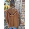 imageCHARTOU Womens Oversized Hooded Cape Jacket Short Sleeve Cardigan Coat One Piece Poncho Top with PocketsBrown
