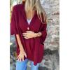 imageCHARTOU Womens Oversized Hooded Cape Jacket Short Sleeve Cardigan Coat One Piece Poncho Top with PocketsBurgundy