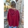 imageCHARTOU Womens Oversized Hooded Cape Jacket Short Sleeve Cardigan Coat One Piece Poncho Top with PocketsBurgundy