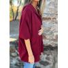 imageCHARTOU Womens Oversized Hooded Cape Jacket Short Sleeve Cardigan Coat One Piece Poncho Top with PocketsBurgundy