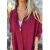 imageCHARTOU Womens Oversized Hooded Cape Jacket Short Sleeve Cardigan Coat One Piece Poncho Top with PocketsBurgundy
