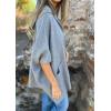 imageCHARTOU Womens Oversized Hooded Cape Jacket Short Sleeve Cardigan Coat One Piece Poncho Top with PocketsGrey