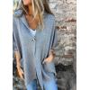 imageCHARTOU Womens Oversized Hooded Cape Jacket Short Sleeve Cardigan Coat One Piece Poncho Top with PocketsGrey