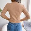 imageCHARTOU Womens Sexy Cut Out Front Chunky Cable Knit Fitted Sweater TopsKhaki