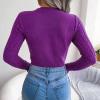 imageCHARTOU Womens Sexy Cut Out Front Chunky Cable Knit Fitted Sweater TopsPurple
