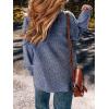 imageCHARTOU Womens Waffle Long Sleeve V Neck Knit Pullover Sweater Oversized Side Slit Cardigan Fall OutwearsBlue