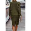 imageWomen 2 Piece Knit Sweater Skirt Set Midi Sweater Dress Long Sleeve Pullover Bodycon Knitted Skirt Set OutfitArmy Green