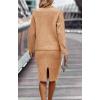 imageWomen 2 Piece Knit Sweater Skirt Set Midi Sweater Dress Long Sleeve Pullover Bodycon Knitted Skirt Set OutfitKhaki