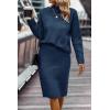 imageWomen 2 Piece Knit Sweater Skirt Set Midi Sweater Dress Long Sleeve Pullover Bodycon Knitted Skirt Set OutfitSea Blue