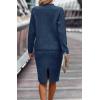 imageWomen 2 Piece Knit Sweater Skirt Set Midi Sweater Dress Long Sleeve Pullover Bodycon Knitted Skirt Set OutfitSea Blue