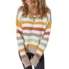 imageCHARTOU Women Color Block Striped Sweater Long Sleeve Fall Pullover Sweater Knit Jumper TopsYellow