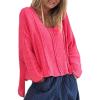 imageCHARTOU Women Lightweight Knit Sweater Fall Drape Lapel Crop Loose Pullover Casual Jumper OutwearRose
