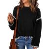 imageCHARTOU Women Oversized Cable Knit Sweater Long Sleeve Crewneck Knitted Sweater Pullover Jumper TopBlack