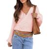 imageCHARTOU Women Plain Wrap Chunky Cardigan Tie Knot V Neck Oversized Cropped Sweater Fall OutfitsPink