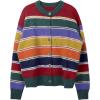 imageCHARTOU Women Striped Cardigan Sweaters Fall Trendy Rainbow Color Block Open Front Sweater CoatsGreen