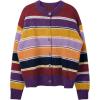 imageCHARTOU Women Striped Cardigan Sweaters Fall Trendy Rainbow Color Block Open Front Sweater CoatsPurple