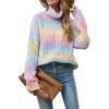 imageCHARTOU Womens Chunky Turtleneck Knit Rib Rainbow Gradient Color Sweater Jumper PulloverRainbow
