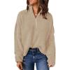 imageCHARTOU Womens Fall 14 Zipper BatWing Sleeve Oversized Sweatshirt Slouchy Jumper Pullover SweaterApricot