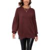imageCHARTOU Womens Loose Fit Crew Neck Side Split HiLow Oversized Knit Pullover Sweater TopsBrown
