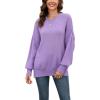 imageCHARTOU Womens Loose Fit Crew Neck Side Split HiLow Oversized Knit Pullover Sweater TopsPurple