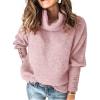 imageCHARTOU Womens Turtleneck Slouchy Cowl Neck Loose Fit Knit Pullover SweaterPink