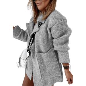 imageCHARTOU Women Sweater Blazer Cardigan Oversized Open Front Coatigan Fall Knit Jacket OutfitsGrey