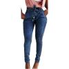 imageCHARTOU Womens Distressed High Rise Packaged Hip Skinny Jeans Denim Pants with BeltDark Blue