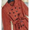 imageCHARTOU Faux Suede Jacket For Women Long Winter Coats Elegant Double Breast Trench Overcoat with BeltRed Brown