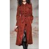imageCHARTOU Faux Suede Jacket For Women Long Winter Coats Elegant Double Breast Trench Overcoat with BeltRed Brown