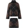 imageCHARTOU Women 2 Piece Sweater Skirt Sets Argyle Plaid Preppy Style Trendy Fall Sweater OutfitsBrown