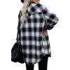 imageCHARTOU Women Oversized Plaid Button Down Shirt Long Sleeve Cowgirl Shirt Blouse ShacketBlack