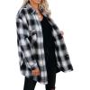 imageCHARTOU Women Oversized Plaid Button Down Shirt Long Sleeve Cowgirl Shirt Blouse ShacketBlack