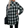 imageCHARTOU Women Oversized Plaid Button Down Shirt Long Sleeve Cowgirl Shirt Blouse ShacketGreen