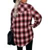 imageCHARTOU Women Oversized Plaid Button Down Shirt Long Sleeve Cowgirl Shirt Blouse ShacketRed