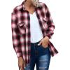 imageCHARTOU Women Oversized Plaid Button Down Shirt Long Sleeve Cowgirl Shirt Blouse ShacketRed