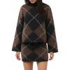 imageCHARTOU Women 2 Piece Sweater Skirt Sets Argyle Plaid Preppy Style Trendy Fall Sweater OutfitsBrown