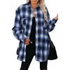 imageCHARTOU Women Oversized Plaid Button Down Shirt Long Sleeve Cowgirl Shirt Blouse ShacketBlue