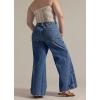 imageCHARTOU Women Cargo Wide Leg Jeans Baggy Elastic Mid Waist Patchwork Y2k Multi Pockets Loose Denim PantsDark Blue
